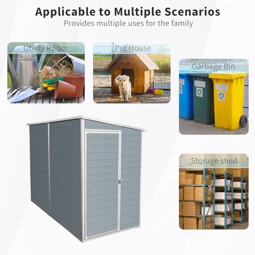 4x8 ft Grey Resin Storage Shed with Floor and 2 Windows R52692