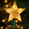 Gold Glitter Star Tree Topper with 10 Lights E237274