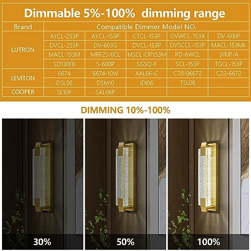 Gold LED Wall Sconce 2 Pack D898