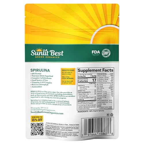 USDA Organic Spirulina Powder, 8 oz K296
