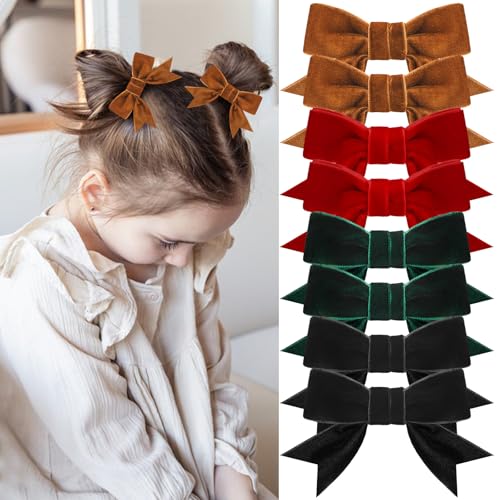 8 Pcs Velvet Hair Bows with Alligator Clips T67063