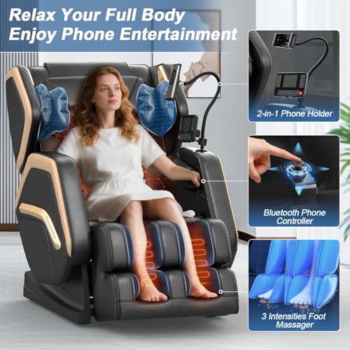 Zero Gravity Massage Chair with 10 Fixed Rollers, Heating, Bluetooth Speaker B580491