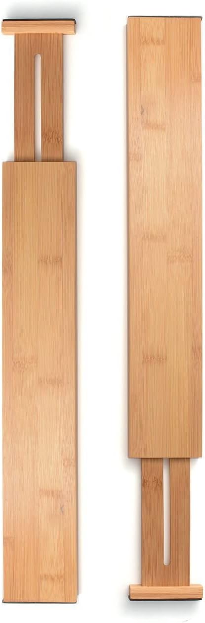 Natural Bamboo 2-Pack Expandable Drawer Divider Organizers B4234