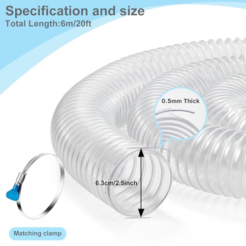 PVC Dust Collection Hose 4 Inch 10 ft Flexible Heavy Clear M9237