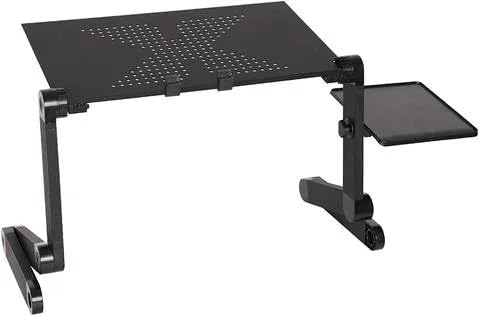 Foldable Aluminum Adjustable Laptop Desk with Mouse Pad (Black) D485766