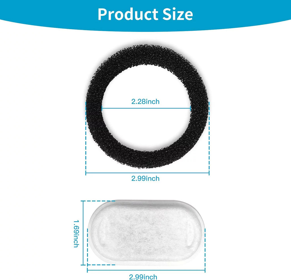 12 Carbon Filters + 12 Sponges Replacement Filters for Pet Drinking Fountains O1680