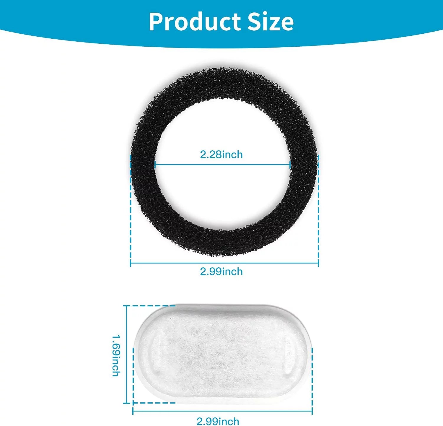 12 Carbon Filters + 12 Sponges Replacement Filters for Pet Drinking Fountains O1680
