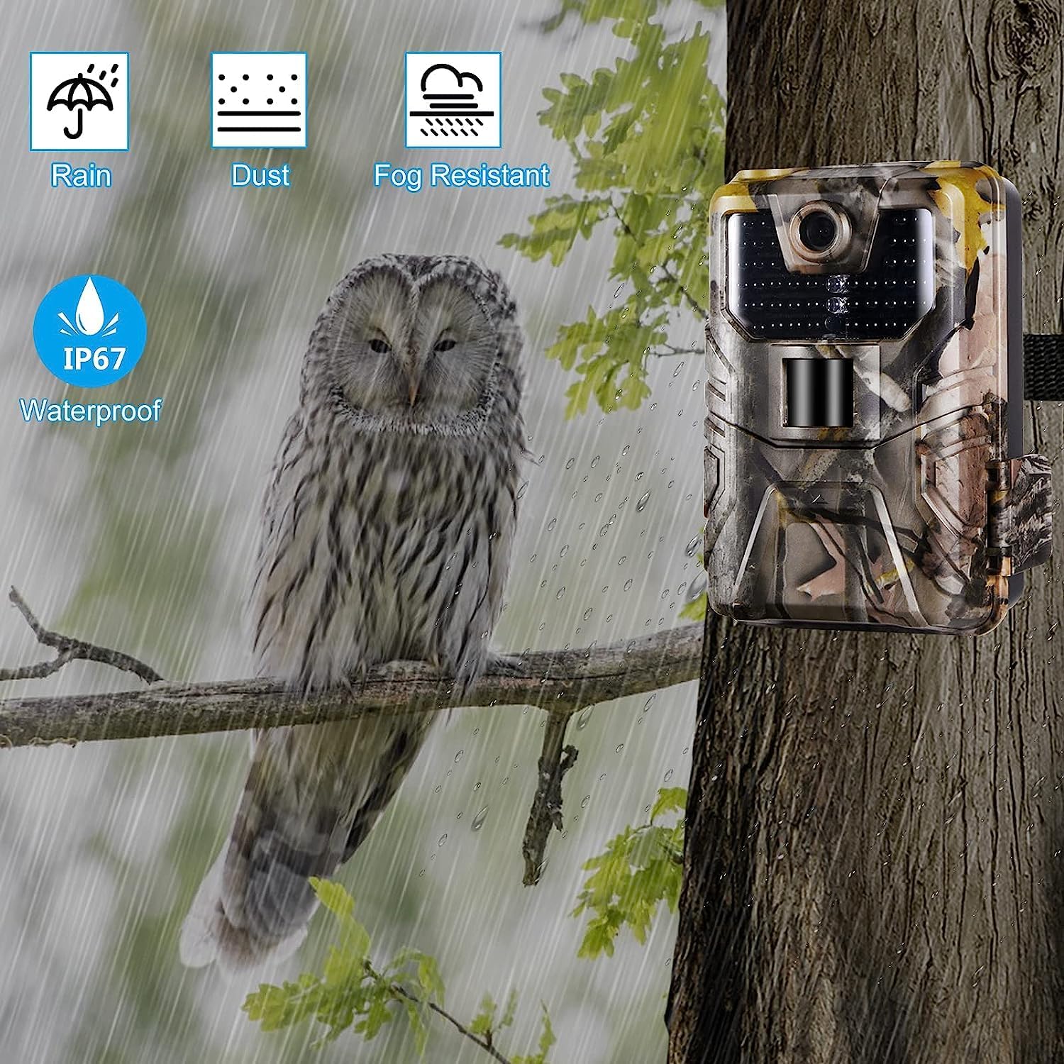 36MP 1520P Night Vision Motion Activated Hunting Camera IP67 Waterproof 120° 65FT 44pcs No Glow LEDs K533351