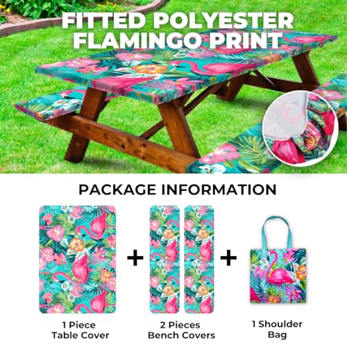 72x30 Inches 4Pcs Waterproof Polyester Picnic Table Cover with Carrying Bag J813741