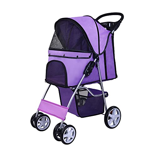 4 Wheel Folding Pet Stroller with Detachable Carrier J317