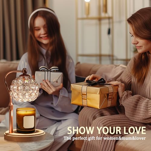 Candle Warmer Lamp with Timer, Adjustable Height, Dimmable, Natural Wood Base G9781