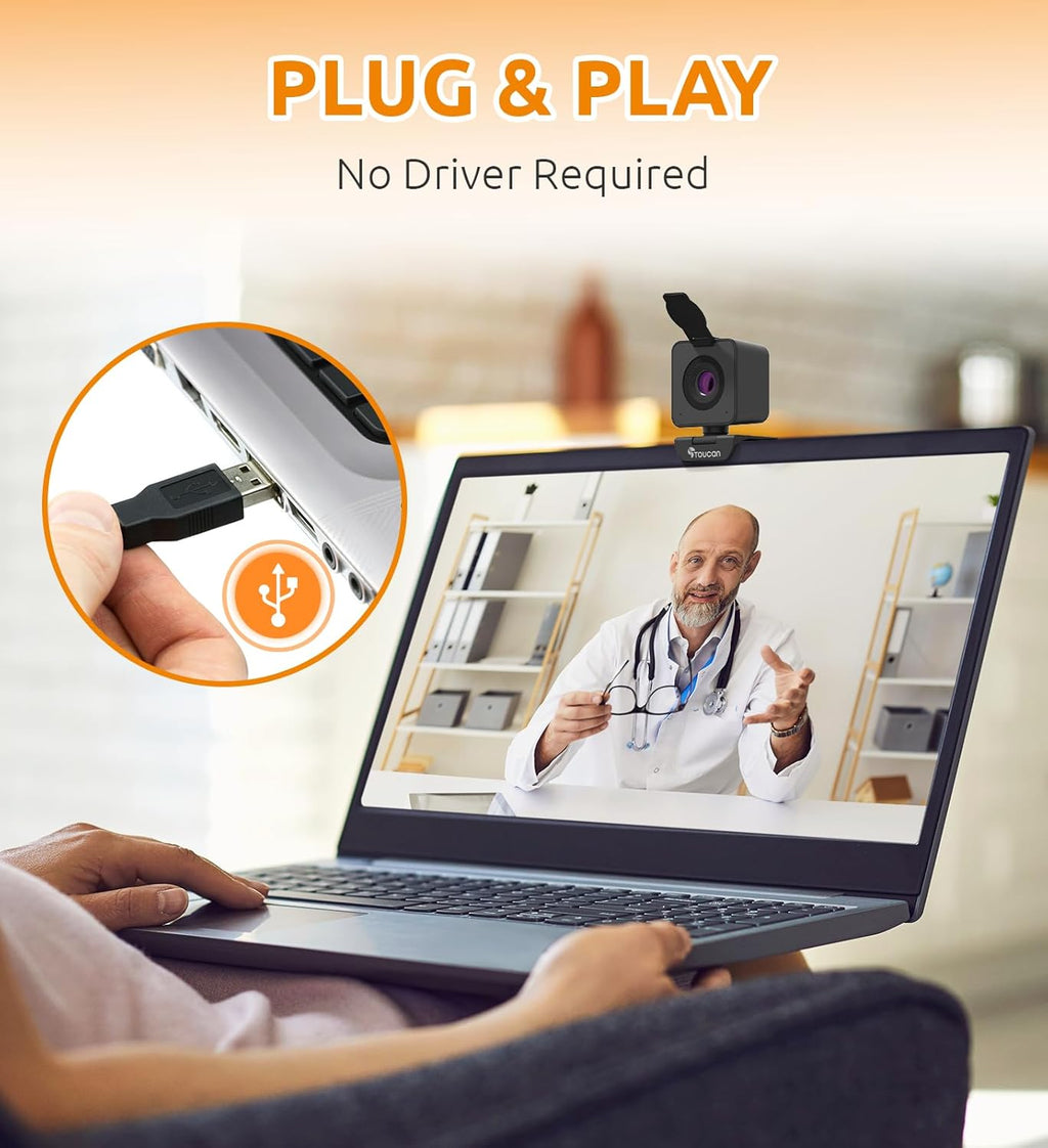 Webcam with Microphone, 115° View, USB V4774