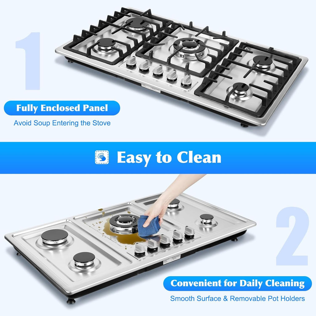 34 inch 5 Burners Built-in Stainless Steel Gas Cooktop L1026