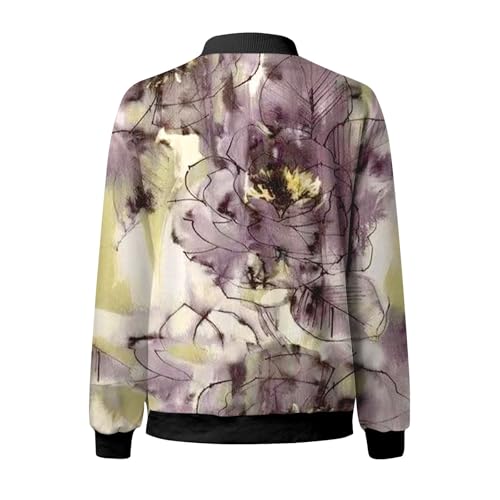 Floral Print Lightweight Zip up Bomber Jacket U321