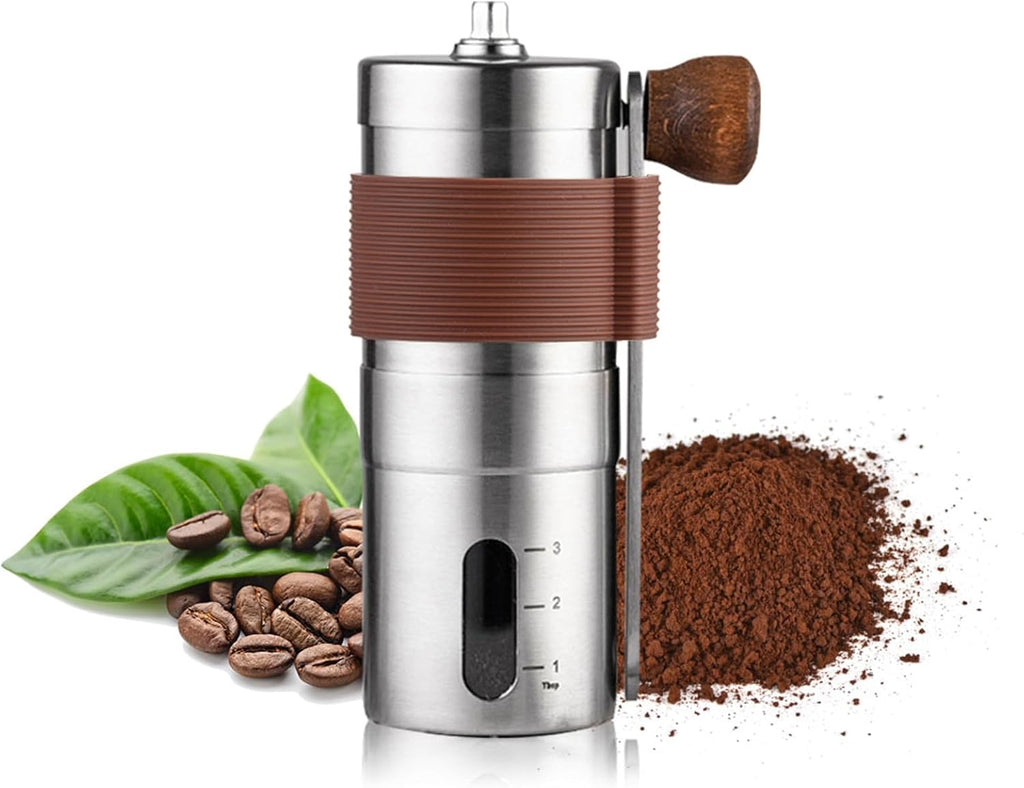 Brown Stainless Steel Manual Ceramic Burr Coffee Grinder W277