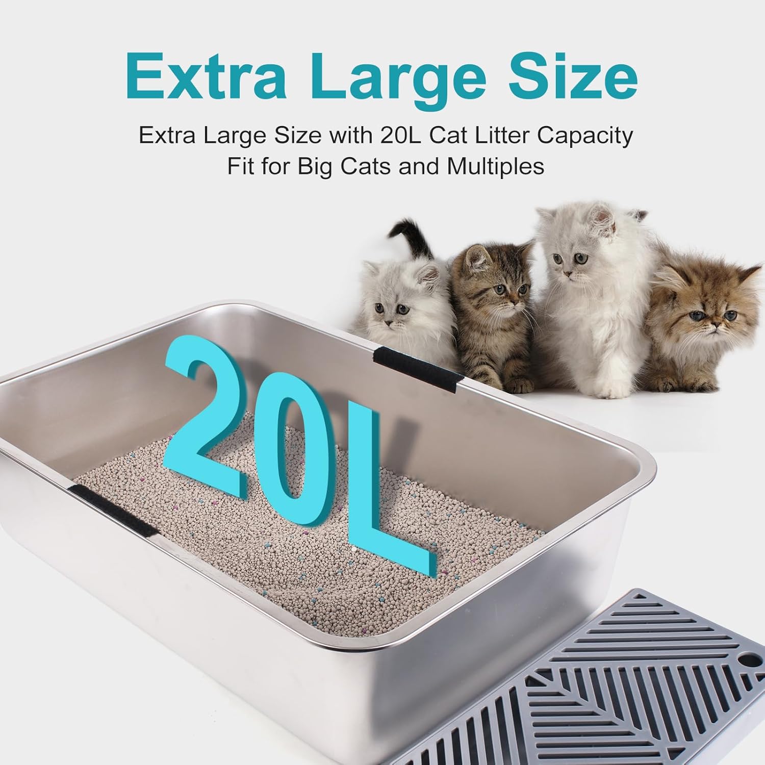 2 Pack Large Stainless Steel Cat Litter Box with Lid F985