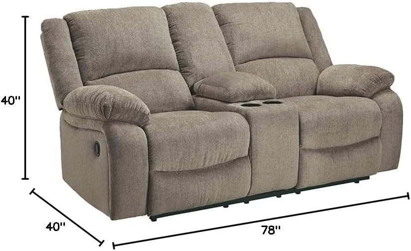 Contemporary Fabric Reclining Loveseat in Pewter U297