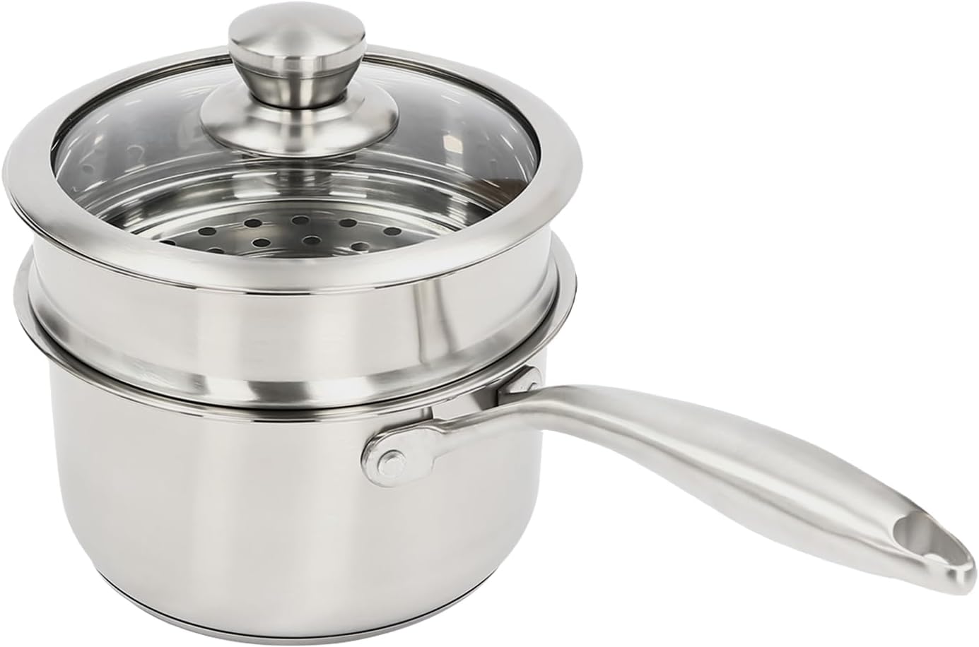 2-Layer Stainless Steel Steamer Pot with Transparent Lid E943438