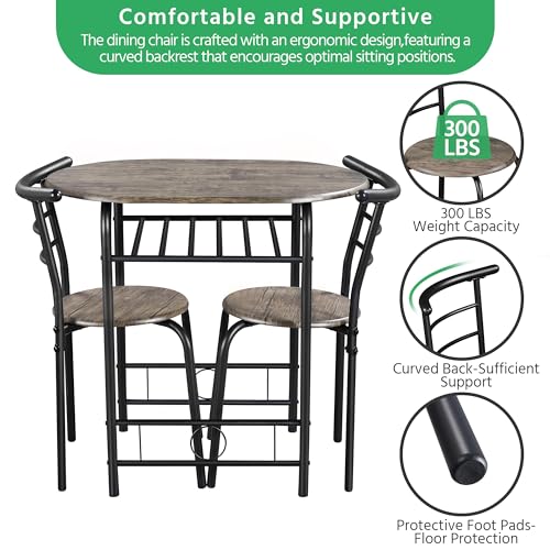White 3-Piece Dining Table Set with Metal Frame M224