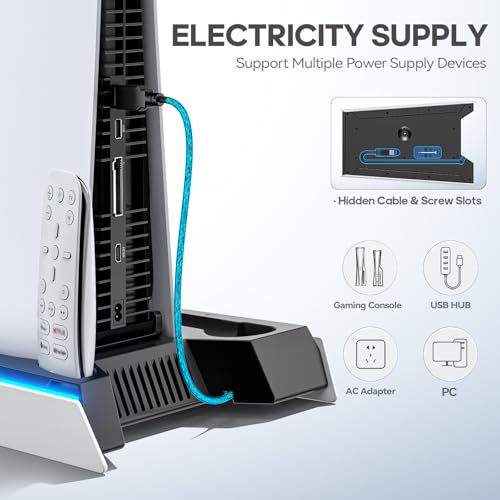 PS5 Stand with Cooling Fan and Charging Station J512338