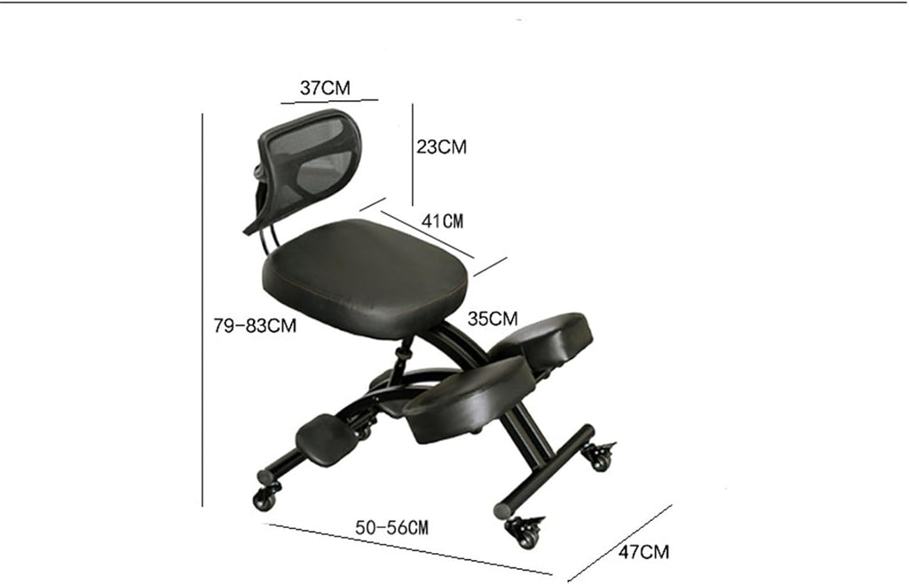 Black Ergonomic Kneeling Chair with Backrest M42756