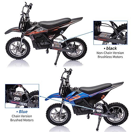 Blue Electric Dirt Bike 500W Brushed Motor 15.5MPH Leather Seat U504