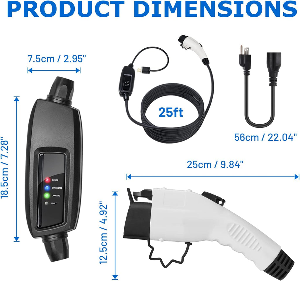 Portable EV Charger with 25 Feet Charging Cable B527