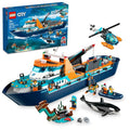 LEGO City Arctic Explorer Ship Building Toy Set with Floatable Boat, Helicopter, Dinghy, ROV Sub, Viking Shipwreck, 7 Minifigures and Orca E9418