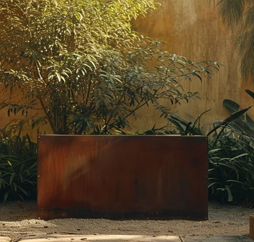 Corten Steel Cube Outdoor Planter Box, Large Raised Metal Garden Bed (12in x 12in x 12in) X8272