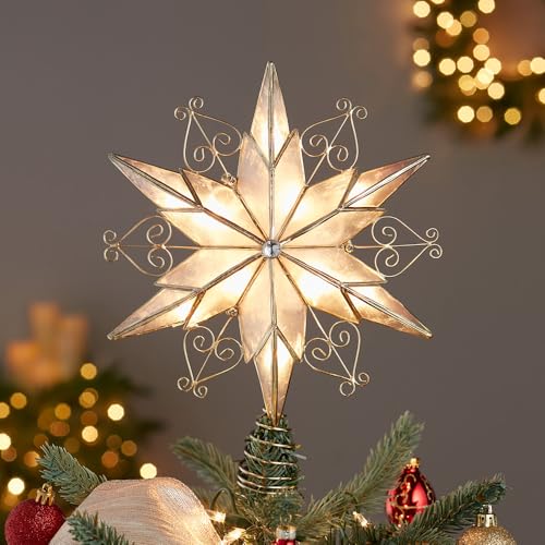 10-Light 6-Point Capiz Star Treetop H31841