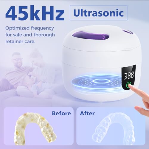Ultrasonic Retainer Cleaner Machine with Removable Inner Tank, 180ml Capacity, 45kHz Ultrasonic Cleaner, 3 Modes N1905