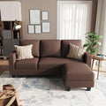 Brown L Shaped Fabric Sectional Sofa with Ottoman F990