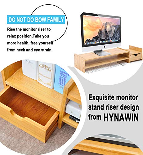 Bamboo 2 Tier Laptop Stand With Drawers P8316