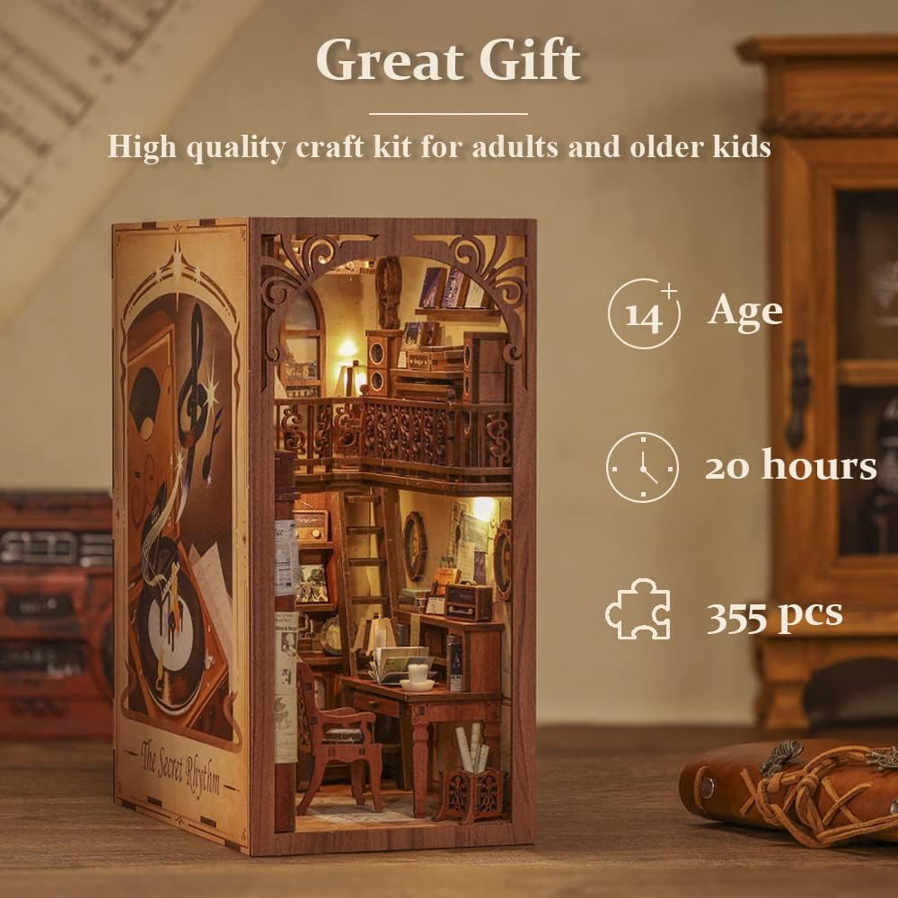 3D Wooden Puzzle Dollhouse Booknook Library Model U2911