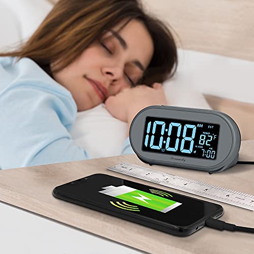 Auto Set Digital Desk Clock with Dimmable Brightness Dimmer, USB Port, Date, Temperature, Snooze P572143