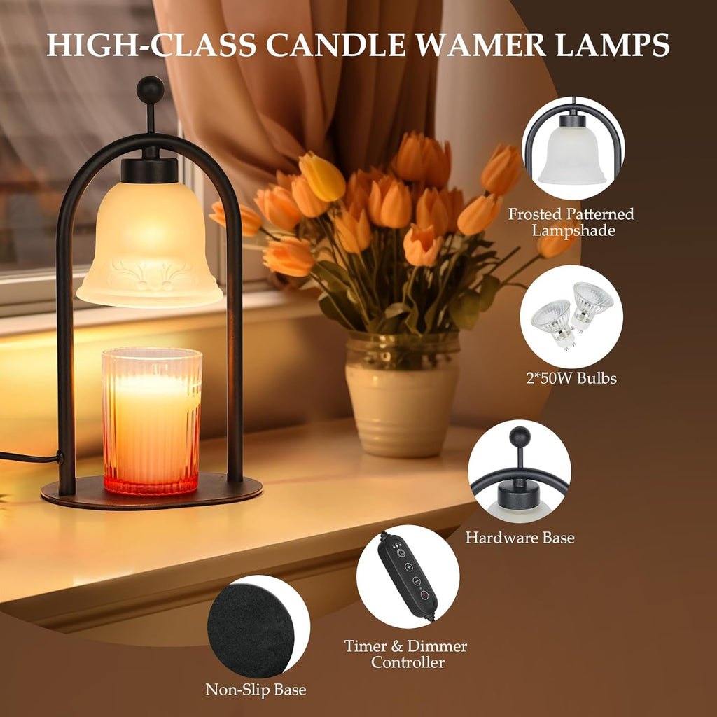 Candle Warmer Lamp with Timer, 2 Bulbs, Dimmable B28729