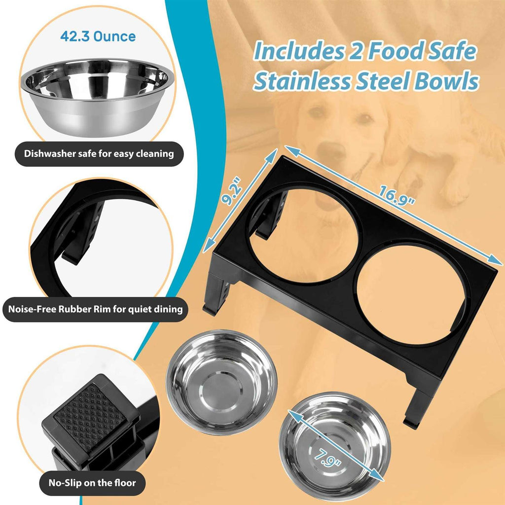 Elevated Dog Bowls with 2 Stainless Steel Dog Food Bowls U91999