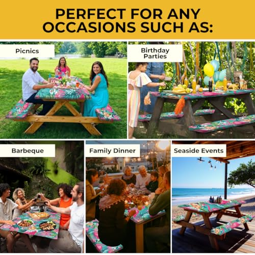 72x30 Inches 4Pcs Waterproof Polyester Picnic Table Cover with Carrying Bag J813741
