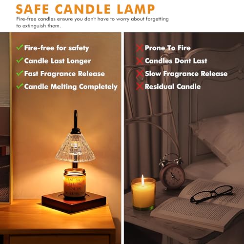 Gold Dimmable Height Adjustable Candle Warmer Lamp with 2 Bulbs and Timer W201