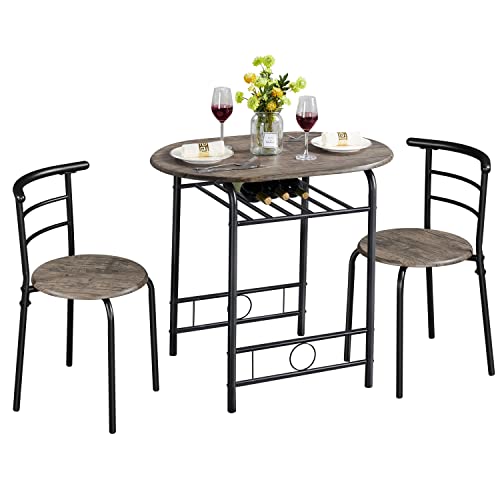 White 3-Piece Dining Table Set with Metal Frame M224