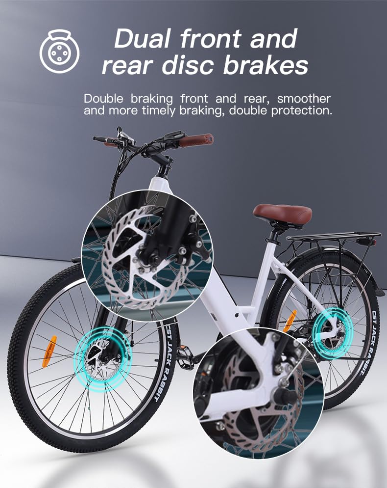 26" x 2.1 Fat Tire Electric Bicycle with 500w Motor 48V 10.4Ah Removable Lithium Battery H298041