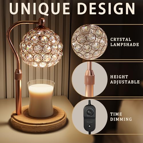 Candle Warmer Lamp with Timer, Adjustable Height, Dimmable, Natural Wood Base G9781