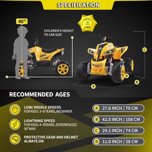 Black 24V Ride on ATV Kids Quad 4-Wheeler Electric 4WD with 9AH Battery H41983