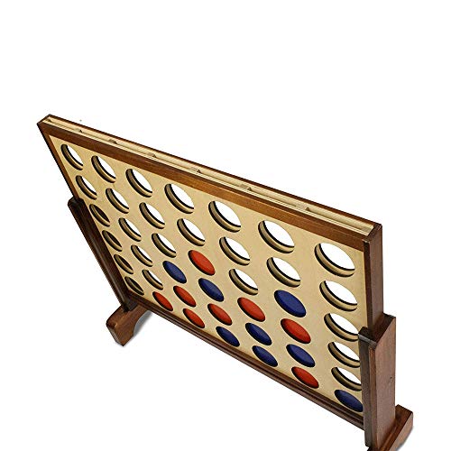 Wooden Four in a Row Game with 42pcs Chips and Carrying Bag V495