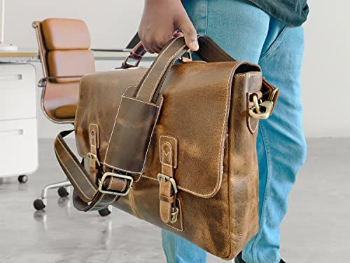 Full Grain Leather Laptop Messenger Bag R9066