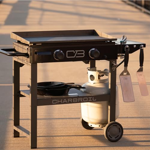 28" Propane Gas Griddle with Cart 2 Burner Flat Top Grill, Black G3014