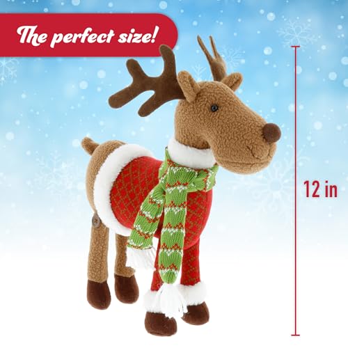Reindeer Plush 12" Stuffed Animal Doll with Coat and Scarf V370