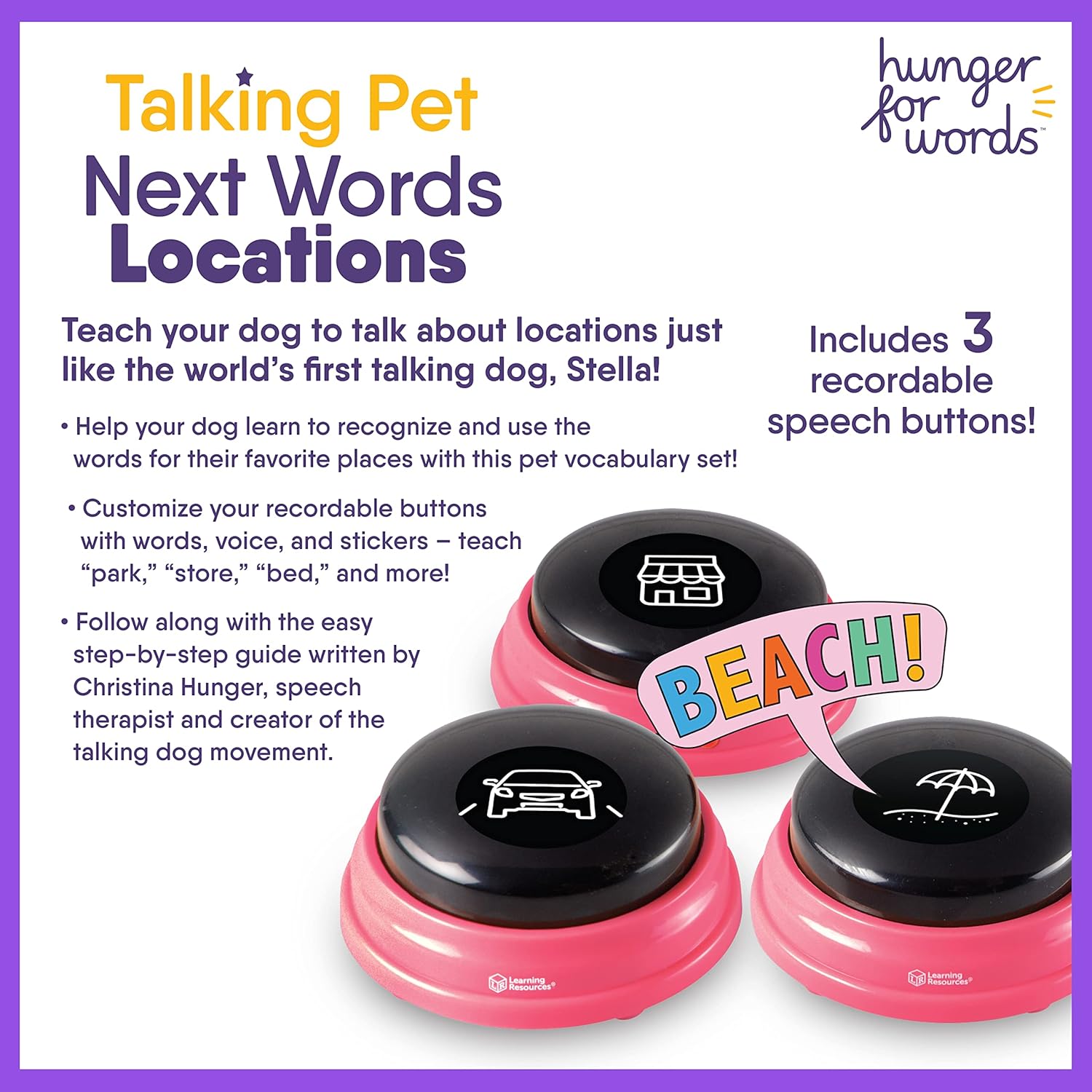 3 Piece Set of Recordable Speech Buttons for Dogs H396