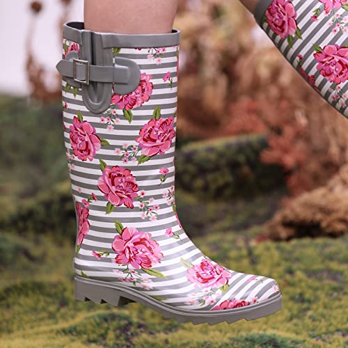 Waterproof Tall Knee High Rubber Rain Boots N244068