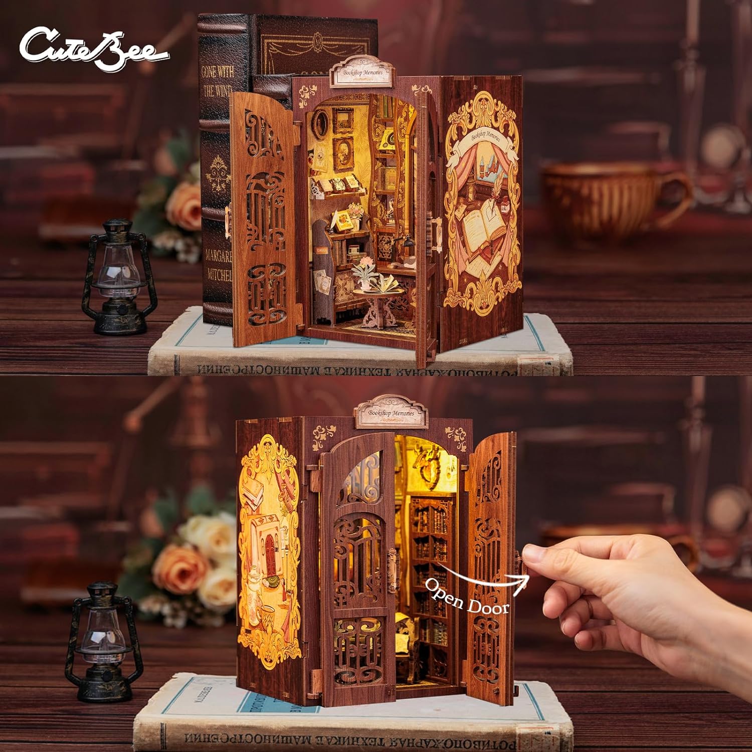 3D Wooden Puzzle Dollhouse Booknook Library Model U2911